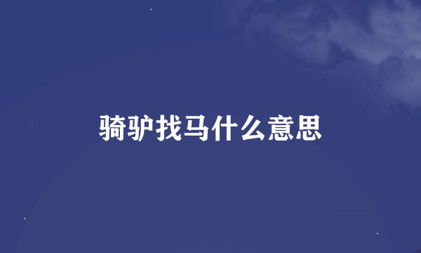 骑驴找马什么意思