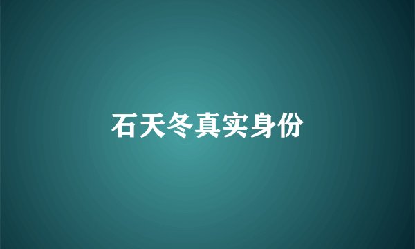 石天冬真实身份
