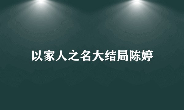 以家人之名大结局陈婷