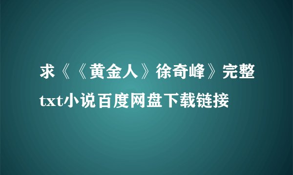 求《《黄金人》徐奇峰》完整txt小说百度网盘下载链接