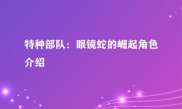 特种部队:眼镜蛇的崛起角色介绍
