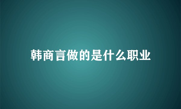 韩商言做的是什么职业