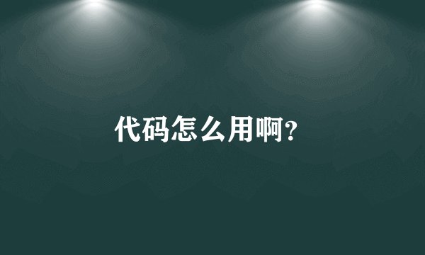 代码怎么用啊？