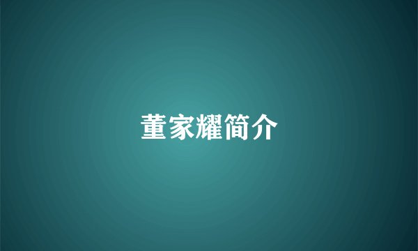 董家耀简介