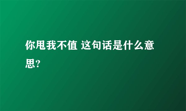 你甩我不值 这句话是什么意思?