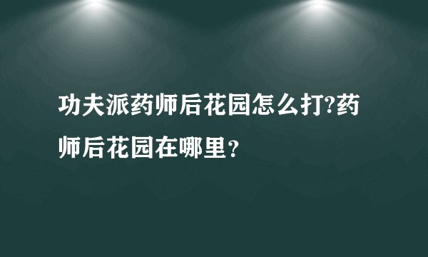 功夫派药师后花园怎么打?药师后花园在哪里？