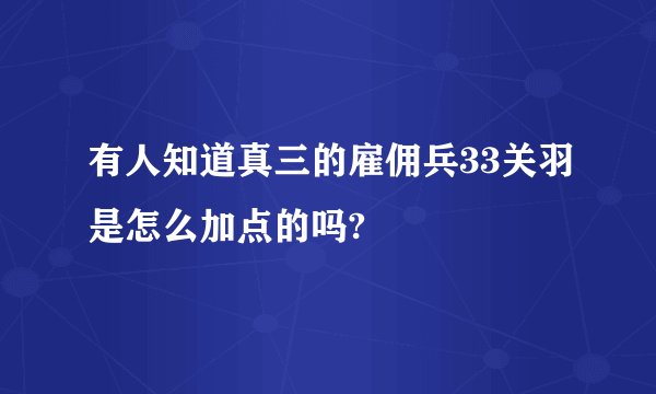 有人知道真三的雇佣兵33关羽是怎么加点的吗?