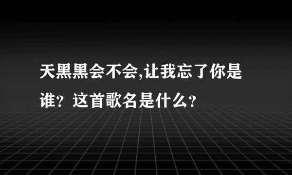 天黑黑会不会,让我忘了你是谁?这首歌名是什么?