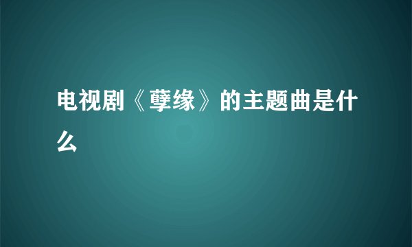 电视剧《孽缘》的主题曲是什么