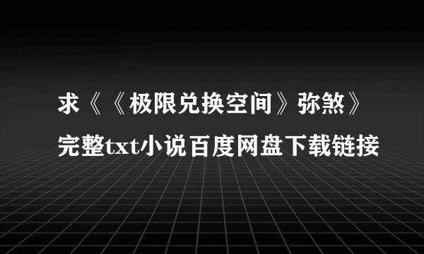 求《《极限兑换空间》弥煞》完整txt小说百度网盘下载链接