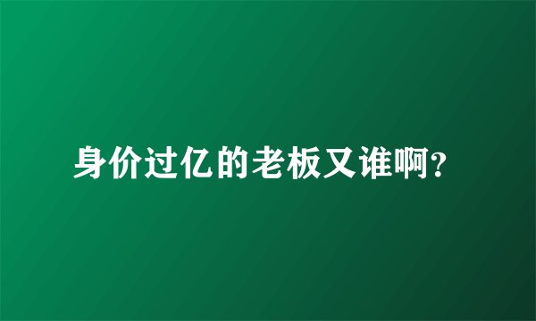 身价过亿的老板又谁啊？