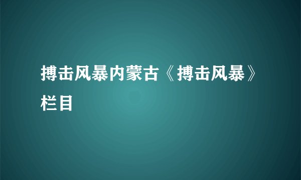 搏击风暴内蒙古《搏击风暴》栏目