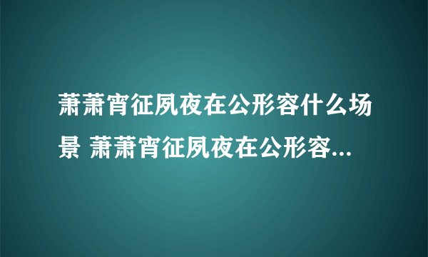 萧萧宵征夙夜在公形容什么场景 萧萧宵征夙夜在公形容场景原因解析