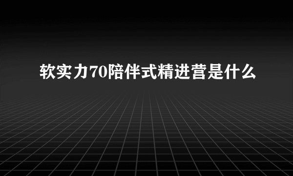 软实力70陪伴式精进营是什么