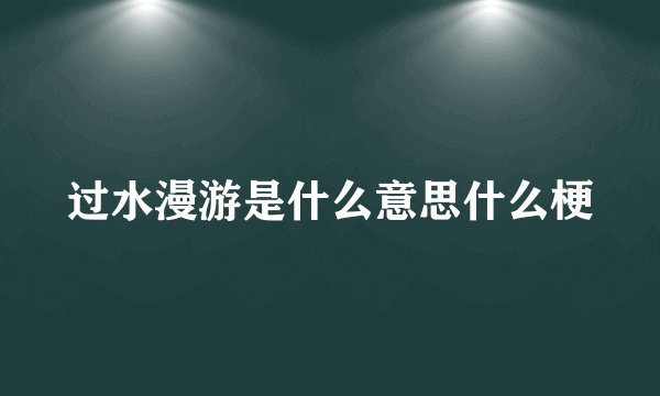 过水漫游是什么意思什么梗
