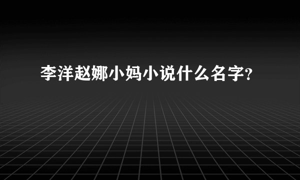 李洋赵娜小妈小说什么名字？