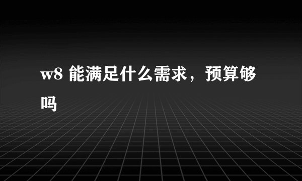w8 能满足什么需求,预算够吗