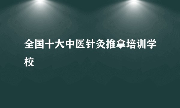 全国十大中医针灸推拿培训学校