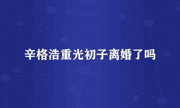 辛格浩重光初子离婚了吗