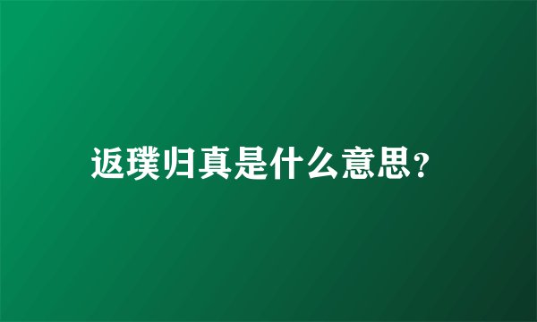 返璞归真是什么意思？