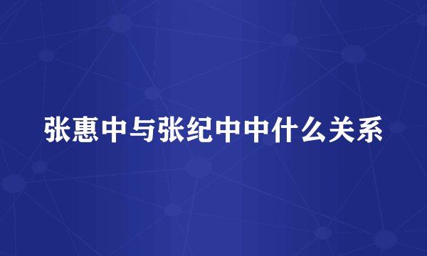 张惠中与张纪中中什么关系
