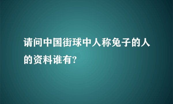 请问中国街球中人称兔子的人的资料谁有?