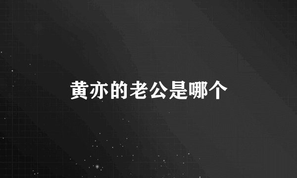 黄亦的老公是哪个