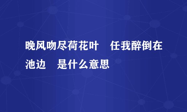 晚风吻尽荷花叶 任我醉倒在池边 是什么意思