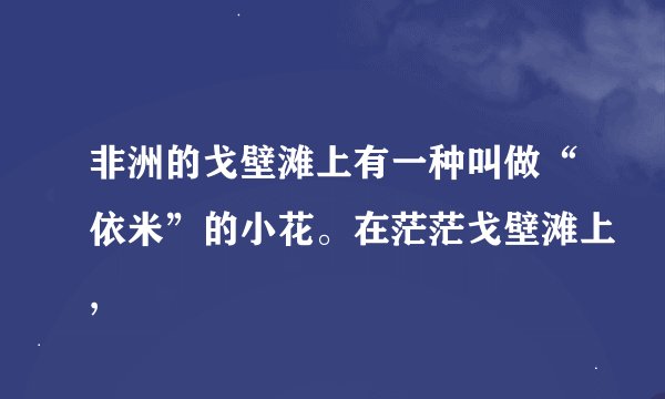 非洲的戈壁滩上有一种叫做“依米”的小花。在茫茫戈壁滩上,