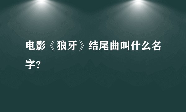 电影《狼牙》结尾曲叫什么名字？