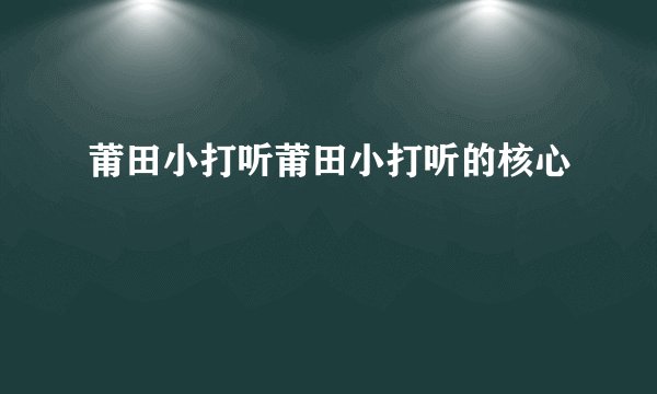 莆田小打听莆田小打听的核心