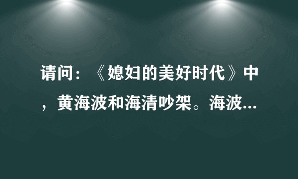 请问：《媳妇的美好时代》中，黄海波和海清吵架。海波说海清欺负他。海清说我不爱他，而是爱你的哪段台...
