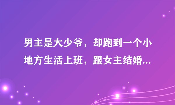 男主是大少爷，却跑到一个小地方生活上班，跟女主结婚还很宠她，但女主却不知道男主的真实身份