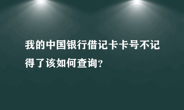 我的中国银行借记卡卡号不记得了该如何查询？