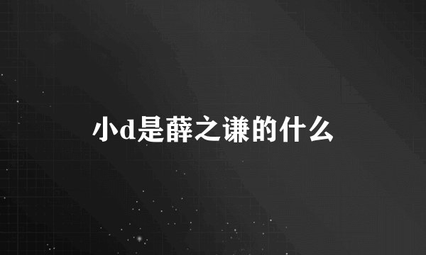 小d是薛之谦的什么