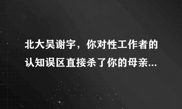 北大吴谢宇，你对性工作者的认知误区直接杀了你的母亲！（五）