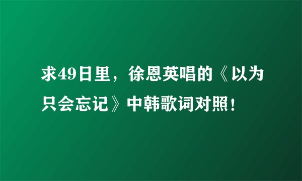 求49日里，徐恩英唱的《以为只会忘记》中韩歌词对照！