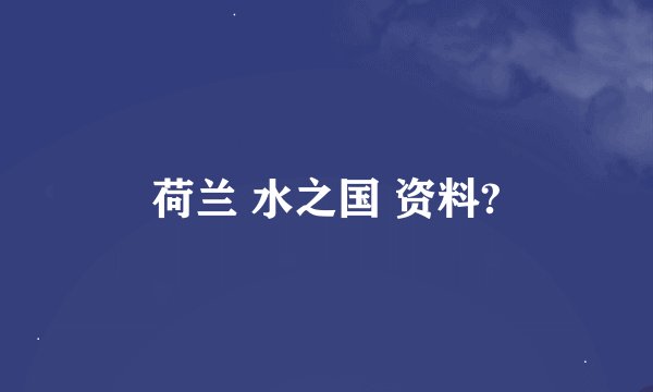 荷兰 水之国 资料?