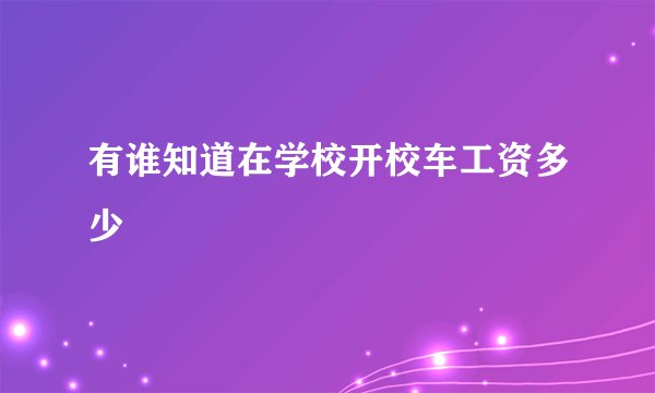 有谁知道在学校开校车工资多少