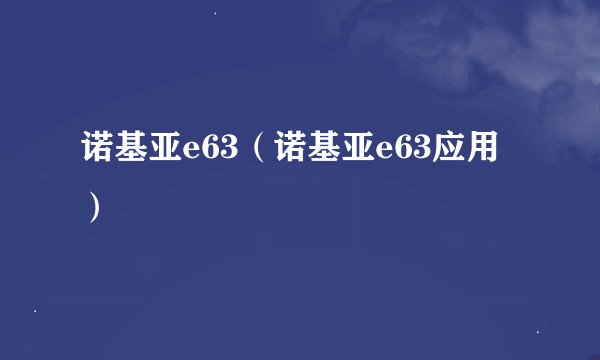 诺基亚e63（诺基亚e63应用）