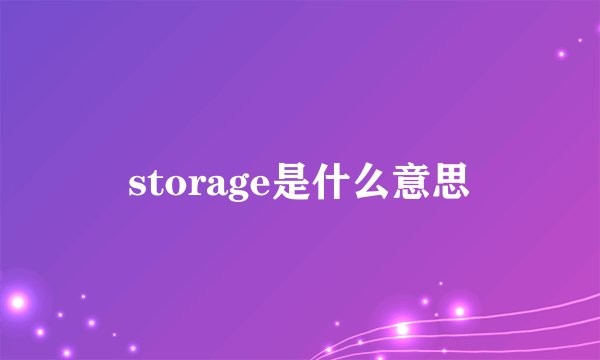storage是什么意思