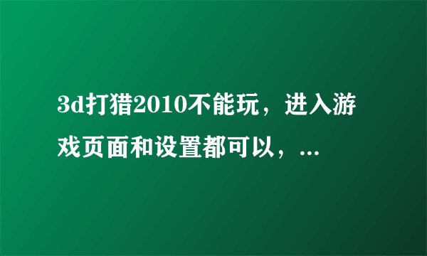 3d打猎2010不能玩，进入游戏页面和设置都可以，载入的时候就很慢，停在那里了？请问什么原因