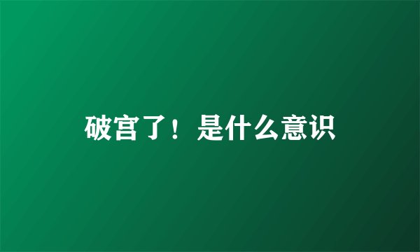 破宫了！是什么意识
