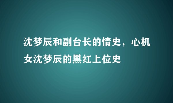 沈梦辰和副台长的情史，心机女沈梦辰的黑红上位史