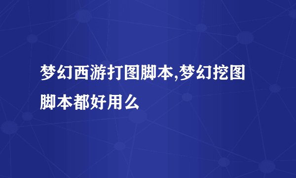 梦幻西游打图脚本,梦幻挖图脚本都好用么