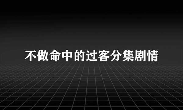 不做命中的过客分集剧情
