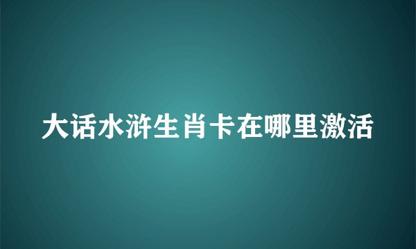 大话水浒生肖卡在哪里激活
