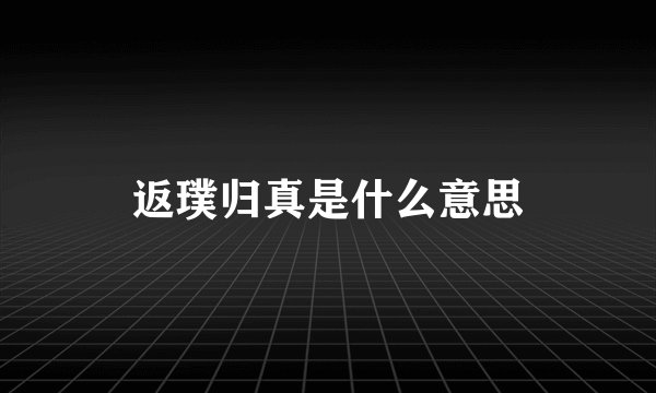 返璞归真是什么意思