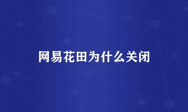 网易花田为什么关闭