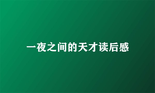 一夜之间的天才读后感
